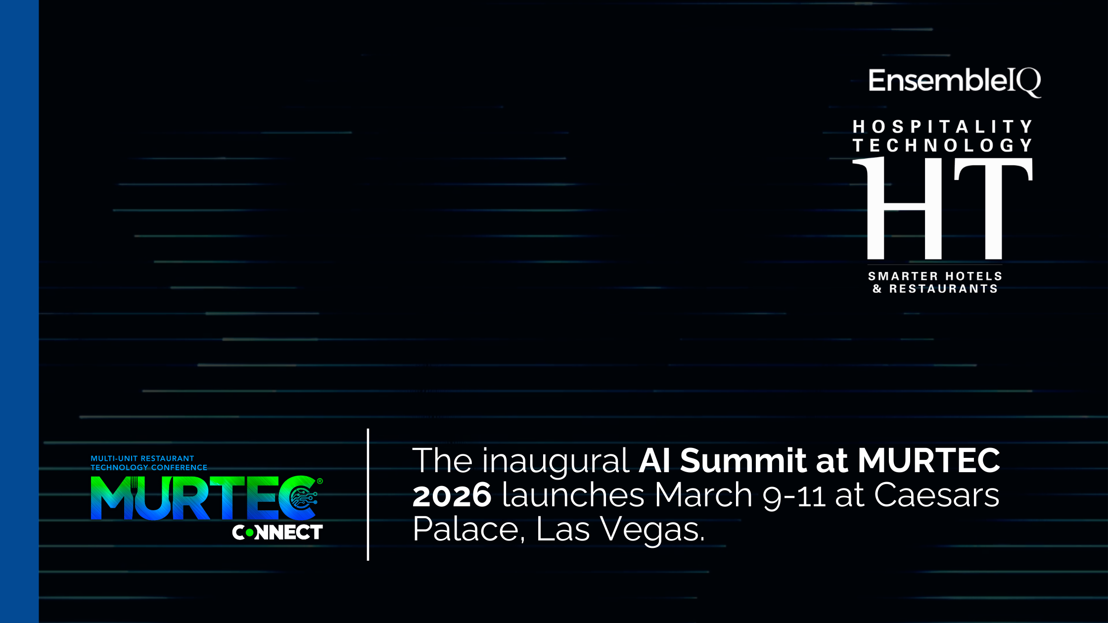 AI Summit at MURTEC 2026 logo overlaid on a photo of restaurant executives at a conference in Las Vegas.